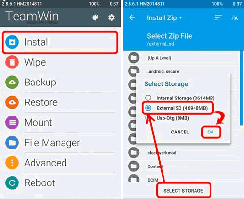 Tap On Install And Change Storage From Internal To External Sd