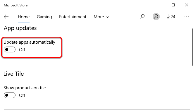Turn Off The Switch Under Update Apps Automatically to Reduce Data Usage in Windows 10
