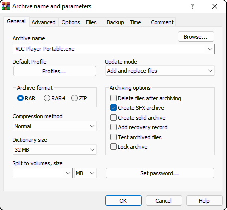 Type A Name For Portable Application And Select Create Sfx Archive