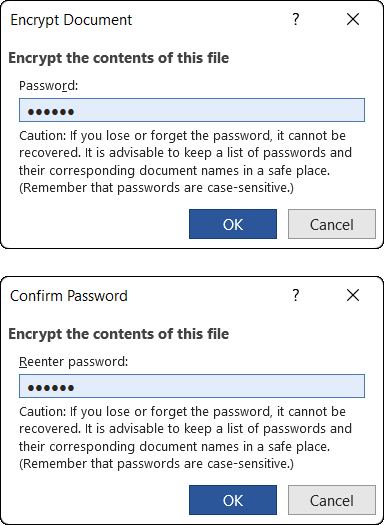 Type The Password For Your Ms Office Document Twice To Encrypt And Protect It