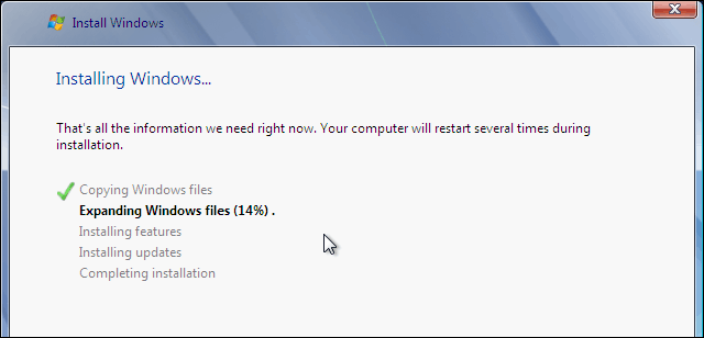 Windows 7 Clean Install In Progress