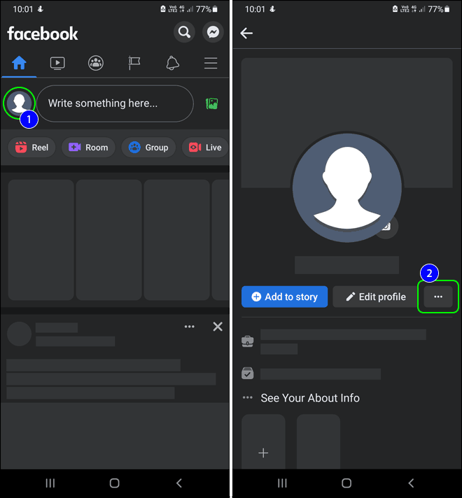 Go To Facebook Profile And Click 3 Dot Menu Under Profile Picture