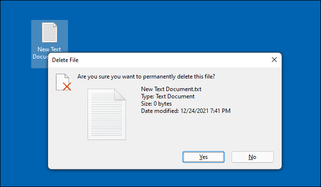 Delete File Confirmation Dialog To Permanently Delete Files