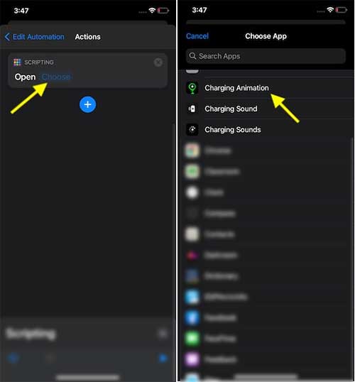 Tap on Choose and Select Custom Charging Animation for your iPhone