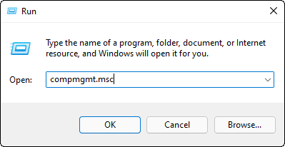 Launch Run Type Compmgmt Msc And Press Enter