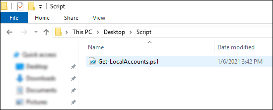 Get local accounts from domain computers: Script Saved As Ps1 File On Computer
