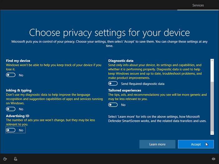 Choose Privacy Settings For Your Device And Click Accept