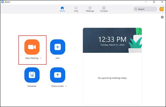Click On New Meeting From Zoom Dashboard - use zoom for video conferencing