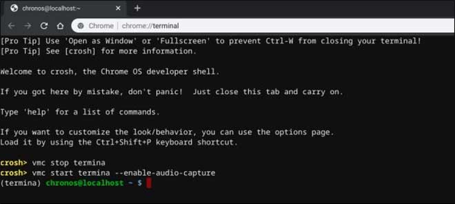 Enable Microphone Support In Linux On Chromebook Using Chroshell Terminal