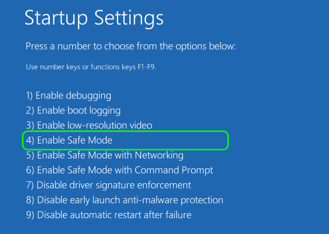 In Startup Settings Press F4 Or Number 4 Key To Boot Windows 10 Into Safe Mode