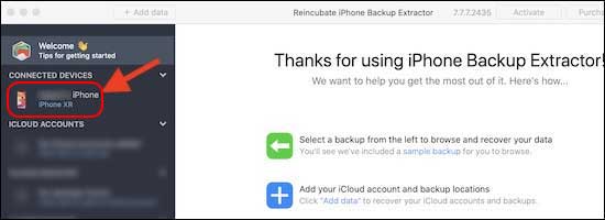 Launch Iphone Backup Extractor And Select Your Iphone From Sidebar