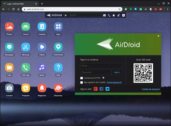 Open Airdroid Web Page On Chromebook And Scan Qr Code Via Airdroid App On Iphone