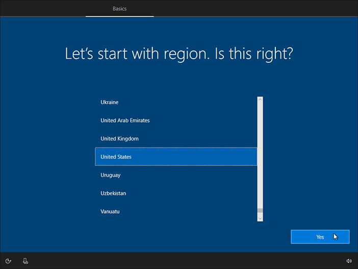Select Region And Click Yes
