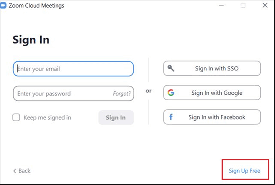 Sign In Or Sign Up For Creating Your Zoom Account