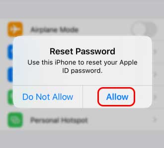 Tap On Allow On Notification To Reset Your Apple Id Password