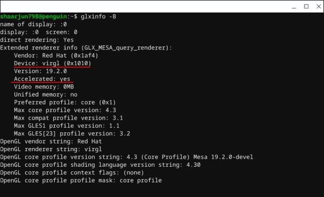 Verify Gpu Acceleration In Linux On Chromebook Using Terminal