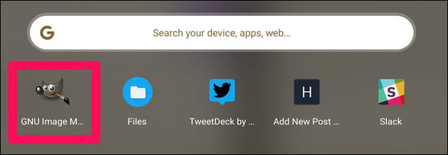 Launch Gimp Photo Editor From App Drawer In Chromebook