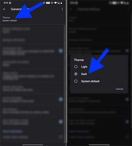 Tap On Theme And Select Light Or Dark To Enable Light Or Dark Mode On Gmail App