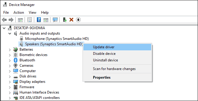 Update Sound Drivers From Device Manager to fix headphones not working on windows 10 issue