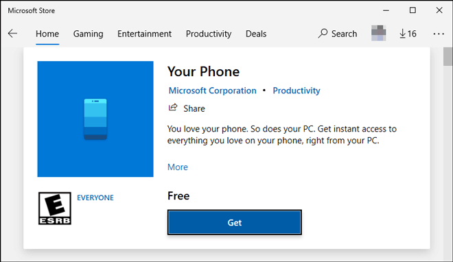 Install Your Phone App From Microsoft Store