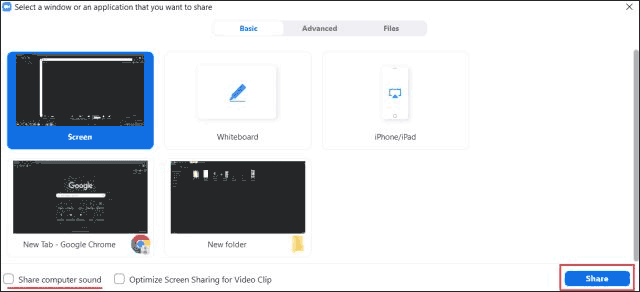 Select Screen Or A Window To Share