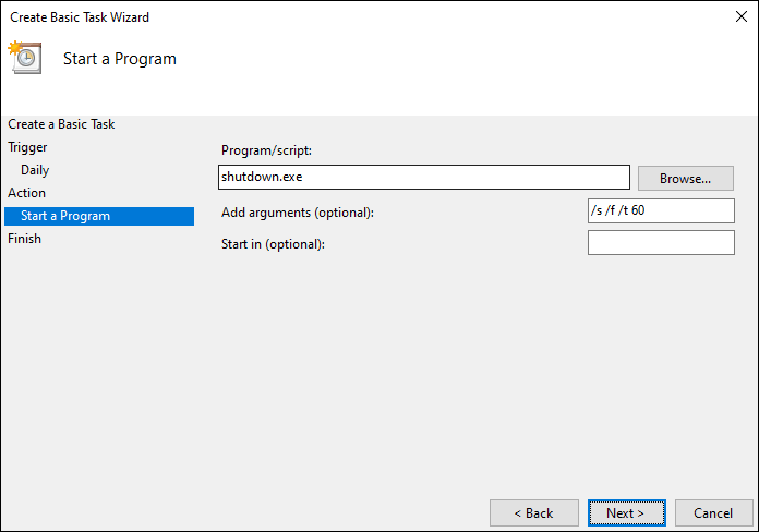 Start Shutdown Program At Scheduled Time