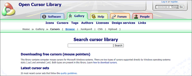 Open Cursor Library Download Mouse Cursor Pointer Set For Windows