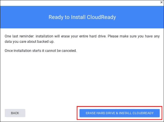 Click Erase Hard Drive And Install Cloudready To Wipe Your Hdd And Install Chrome Os