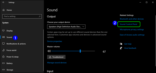 In System Settings Select Sound From Left And Click Sound Control Panel