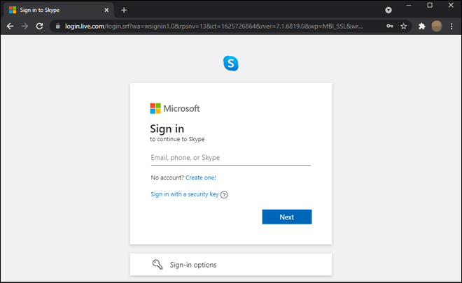 Open Skype Web Portal And Sign In Using Your Microsoft Account