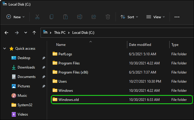 Open Windows.old Folder In Your Windows 11 Pc