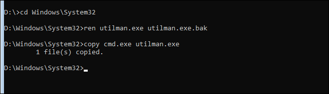 Replace Utilman Exe With Cmd Exe to login after disabling all users in windows
