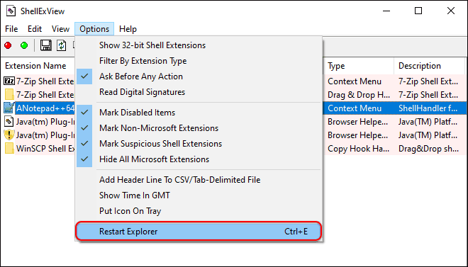 Click On Options Again And Select Restart Explorer To Make Changes Effective And Customize Right Click Menu
