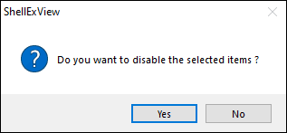 Click Yes To Disable Selected Item