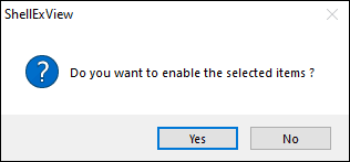 Click Yes To Enable Selected Items