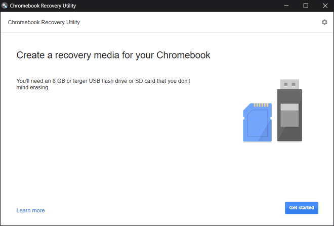 Start Chromebook Recovery Utility To Create Recovery Media