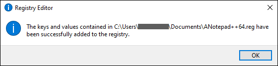 Registry Key Imported Successfully