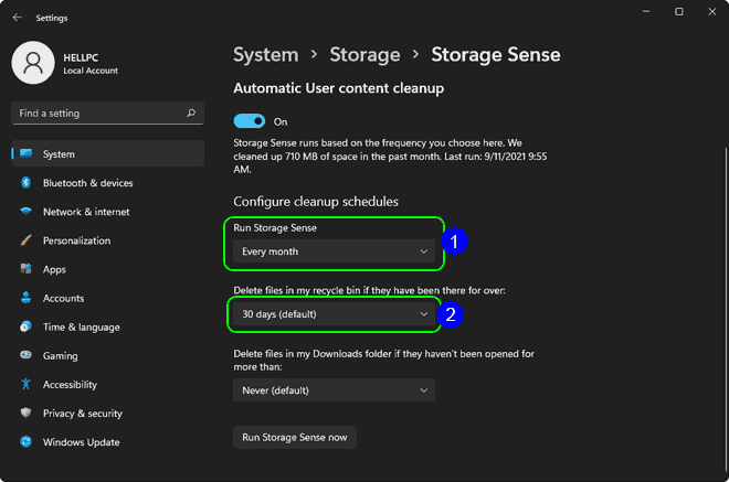 Set Up Storage Sense To Automatically Empty Recycle Bin In Windows 11