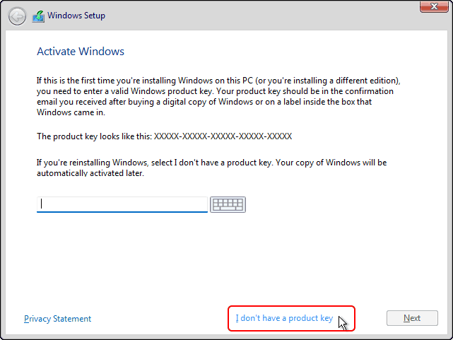 Click I Dont Have A Product Key To Continue Windows 11 Installation