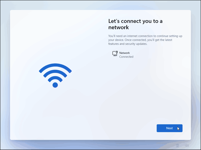 Connect To A Network And Click Next
