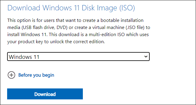 Download Windows11 ISO from Official website