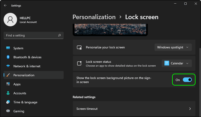 Enable Show Lock Screen Background Picture in Windows 11