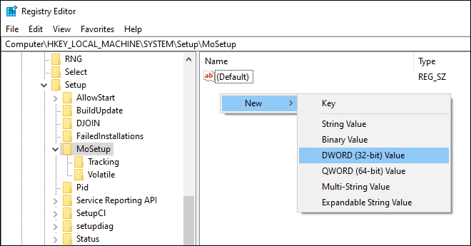 Go To Mosetup Key And Create A New Dword to bypass tpm and cpu requirements for windows 11 upgrade