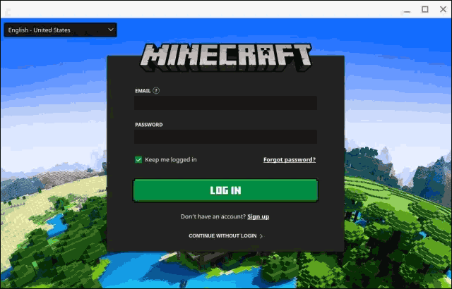 Launch Minecraft And Login To Your Account - install play minecraft on chromebook