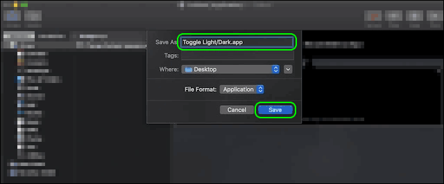Save The Application As Toggle Light Dark mode switch On Desktop on mac