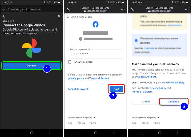 Connect Sign In And Grant Facebook Access To Google Photos