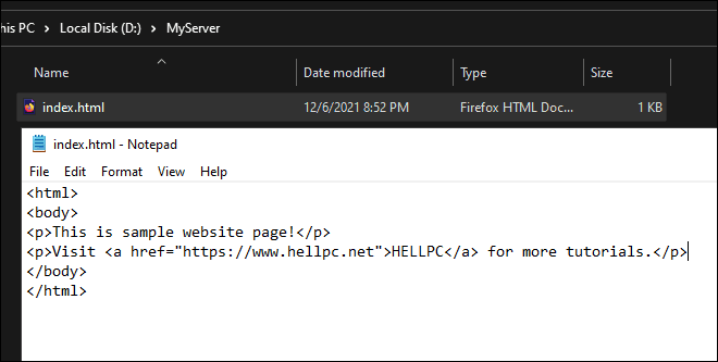 Create Sample Index.html File And Place It In Your Document Root Directory of your web server apache