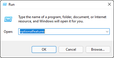 Go To Run Type Optional Features And Press Enter To Launch Optional Windows Features