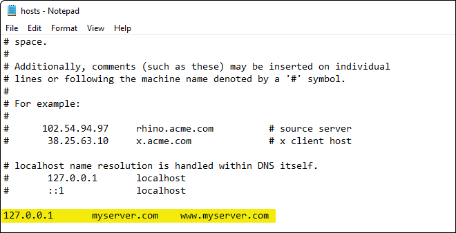 Make Hosts File Entry To Resolve Your Custom Domain