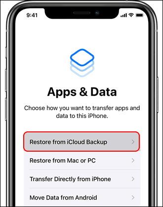 Move from iOS to iOS using iCloud Backup